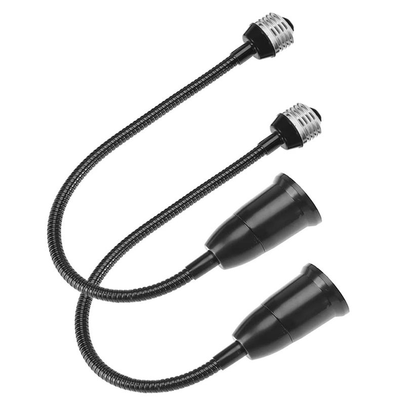 DBKMPZ 2 Pack E26/E27 Light Socket Extender Adapter,30cm/12 inch Light Bulb Extension,E26 to E26 Socket Extender,Bendable Flexible Gooseneck Adjustable Extension Socket Extender Adaptor (Black) - Image 3